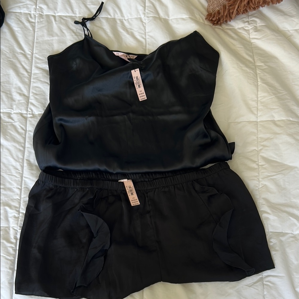 Victoria's Secret Black Satin sleepy set